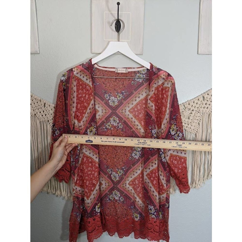 Altar'd State Kimono with 3/4 Lace Sleeves - Picture 7 of 8